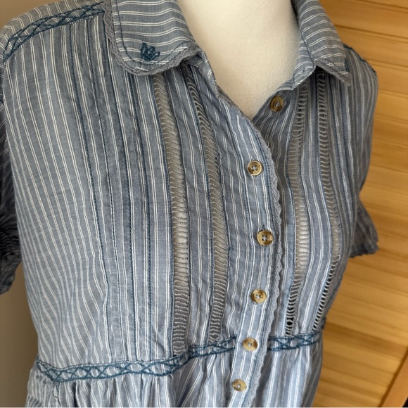 Anthropologie Pilcro Flowy Puff Sleeve Shirt Dress XSP - Picture 3 of 12